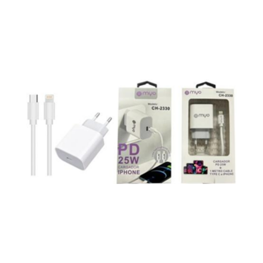 Cargador tipo C+Cable Iphone 3A 18W