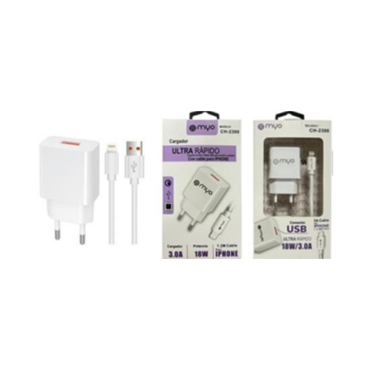 Cargador USB+Cable Iphone 3A 18W