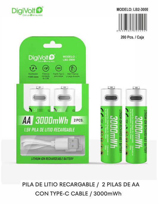 Pilas de litio recargables AA