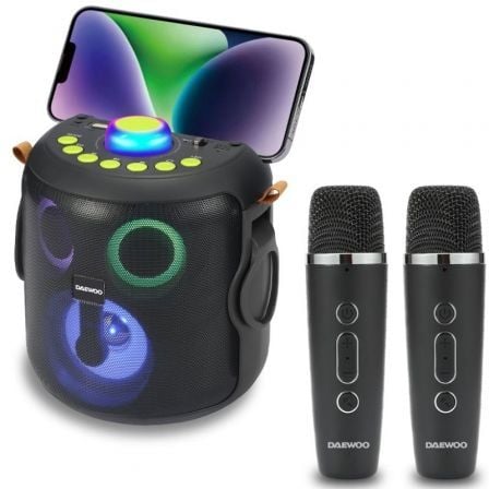 Altavoz con karaoke y 2 micrófonos
